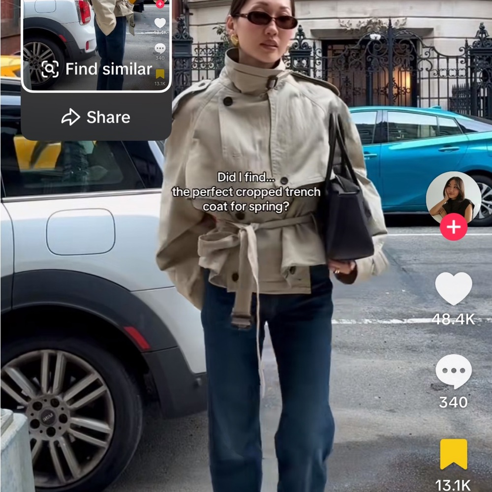 The Frankie Shop Beige MADS Cropped Trench Coat